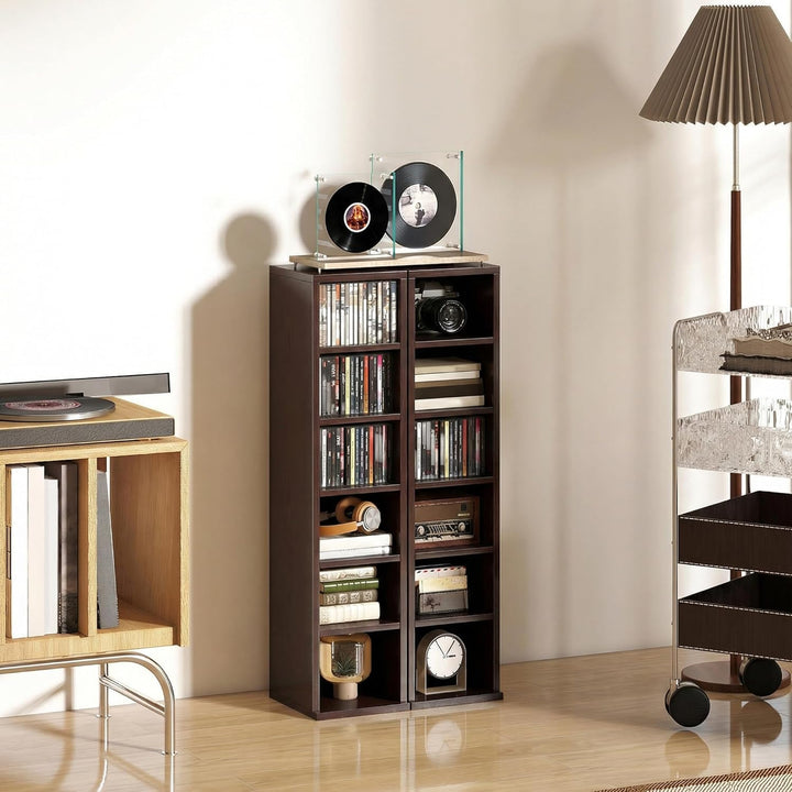 HOMCOM Set mit 2 Säulenregalen CD-DVD-Schrank 6 + 6 Fächer 21 x 22,5 x 88,5 cm Kapazität bis 204 CDs