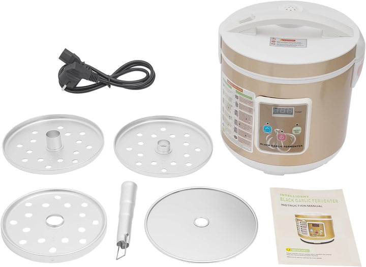 90W 6L Schwarzer Knoblauch Fermenter, Automatischer Gärtopf mit 360° Heizung, 12/15 Tage Programm, T