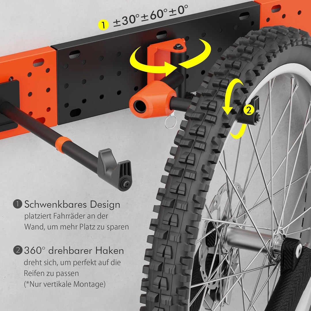 Mimoke Fahrrad Wandhalterung I Fahrradhalter Vertikal &amp; Horizontal einstellbar - bis 30 kg Tragkraft