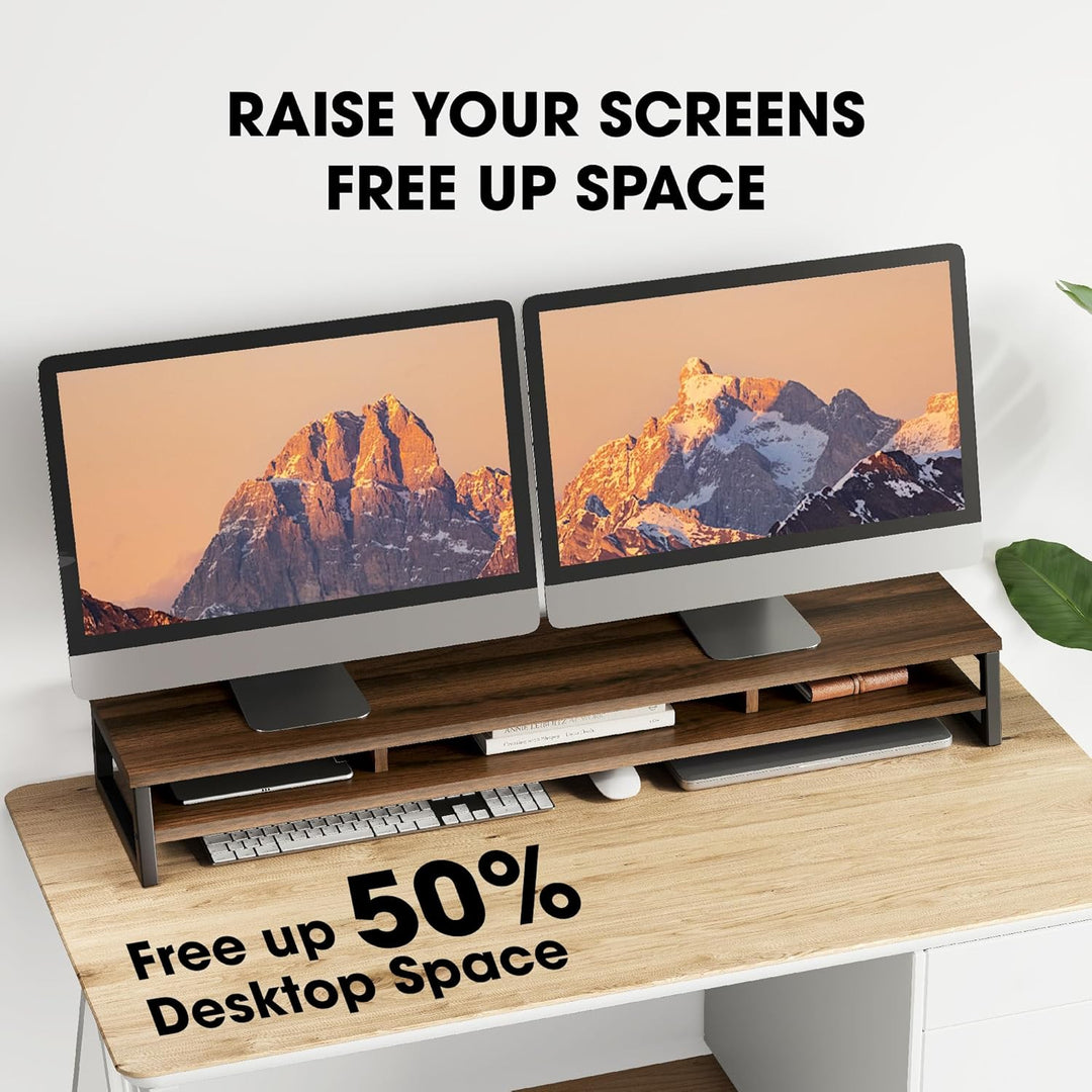 Fenge Dual Monitorständer Riser 108cm Grosse Computer Bildschirmständer für PC/Laptop/Fax/Drucker/TV