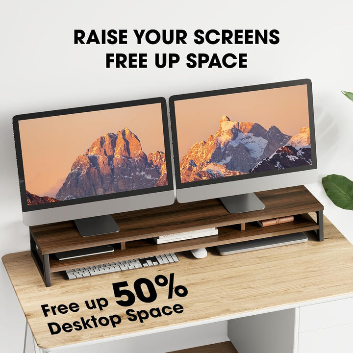 Fenge Dual Monitorständer Riser 108cm Grosse Computer Bildschirmständer für PC/Laptop/Fax/Drucker/TV