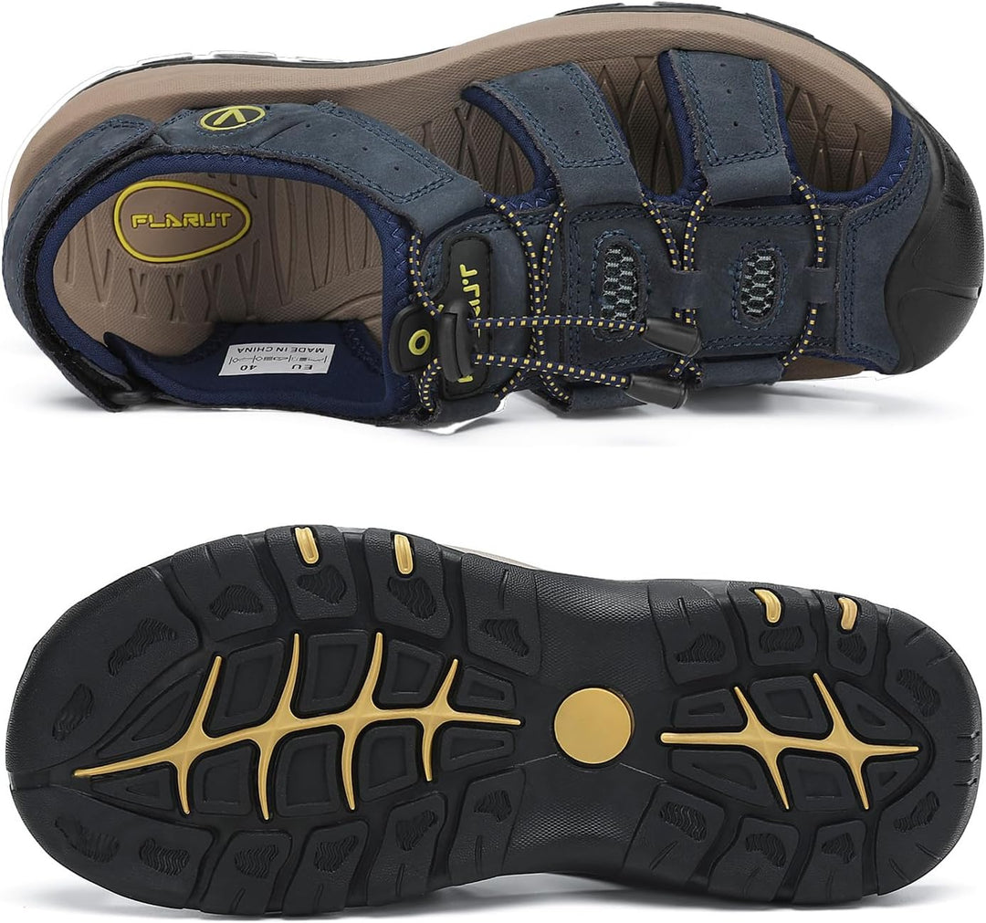 FLARUT Sandalen Herren Outdoorsandalen Sommer Wanderschuhe Trekkingsandalen Leder Strand Wandersanda