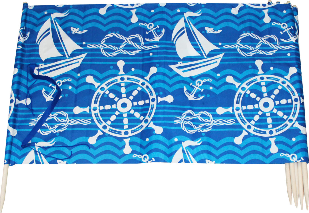 Windschutz Strand, Länge 8 Meter, blau mit Schulterriemen, mit Steuerbock