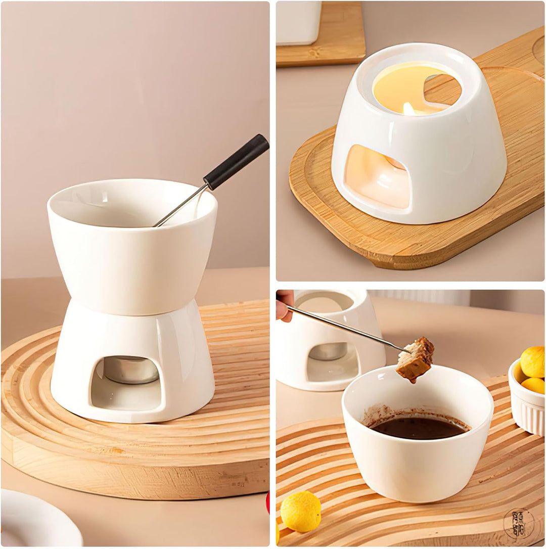 Keramik Fondueset Schokofondue Fondue Schokolade Schokoladenfondue, Keramikschale mit Teelichthalter