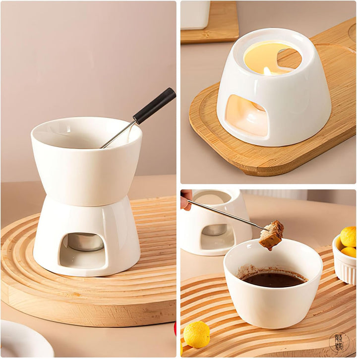 Keramik Fondueset Schokofondue Fondue Schokolade Schokoladenfondue, Keramikschale mit Teelichthalter