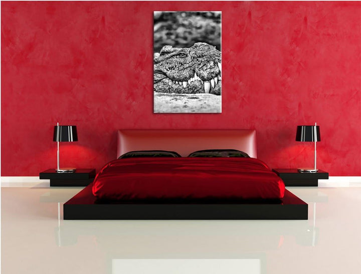 Pixxprint gigantisches Krokodil als Leinwandbild/Grösse: 100x70 / Wandbild/Kunstdruck/fertig bespann