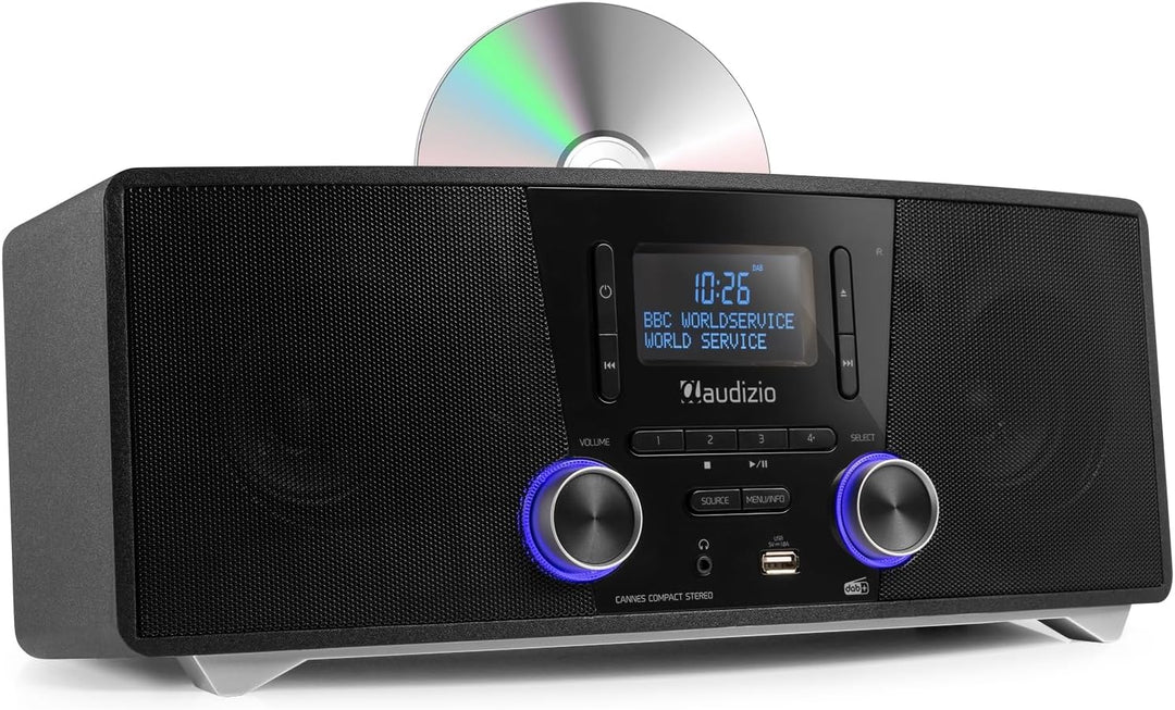 Audizio Cannes Stereo DAB Radio mit CD Player, Bluetooth Stereoanlage Kompaktanlage mit Fernbedienun