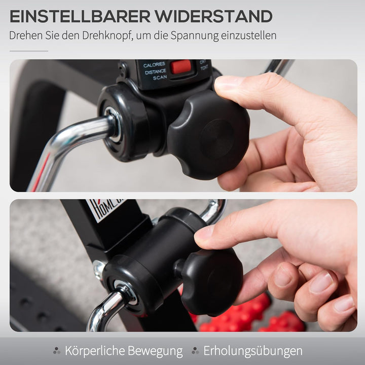 HOMCOM Pedaltrainer für Senioren Höhen- und Längenverstellbar Mini Heimtrainer mit Griff LCD Display