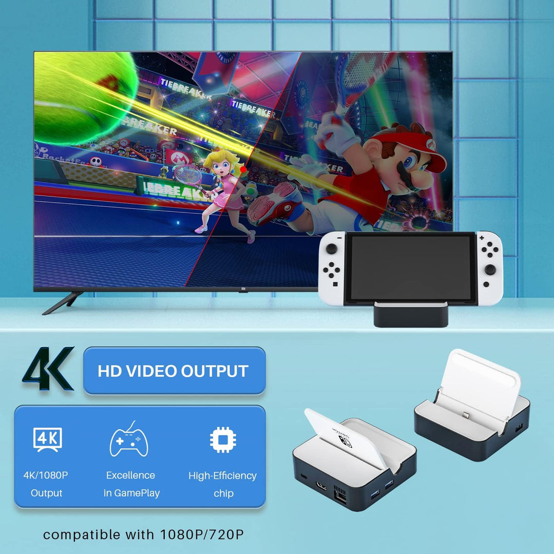 Switch TV Dock, Aukuoy Docking Station für Nintendo Switch/Switch OLED, 6-in-1 Switch Dock Portable