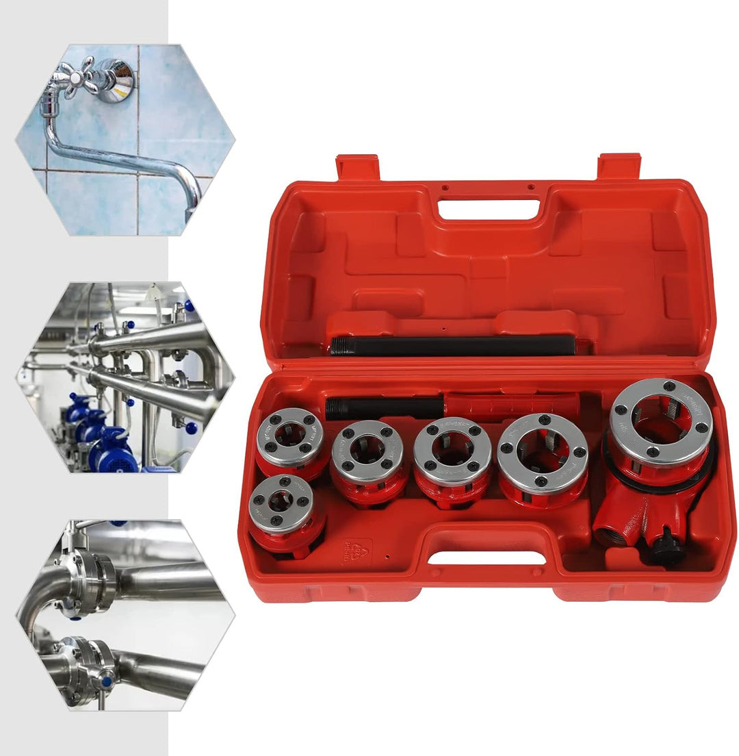 Ratchet Pipe Threader Kit, Klempner-Rohrgewinde-Kit, Manuelles Rohrgewinde-Werkzeug-Set, Werkzeug fü