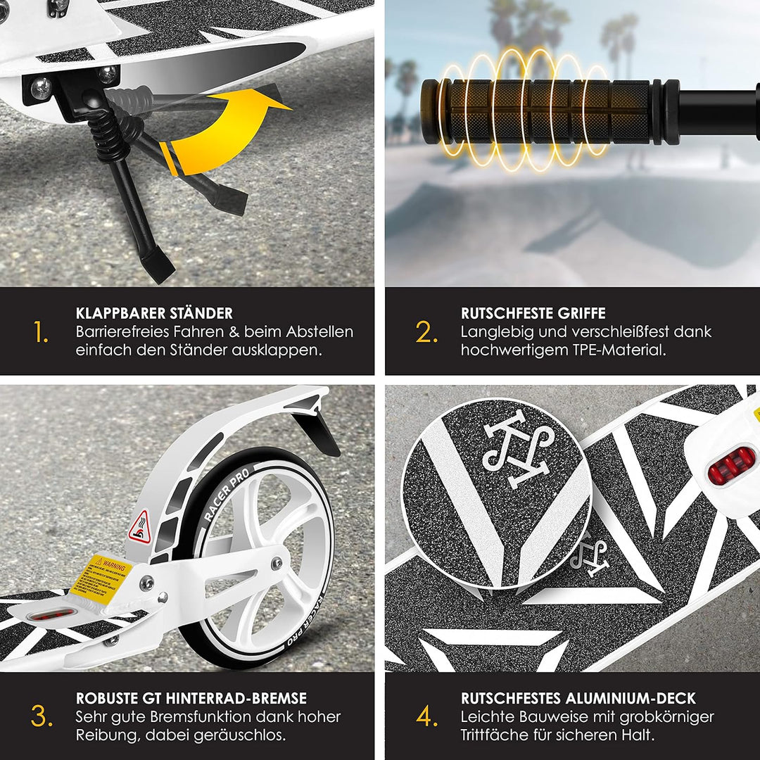KESSER® Cityroller Scooter 205mm Räder PU Big Wheel - Pro-S Tretroller mit Doppel Federung, City-Rol