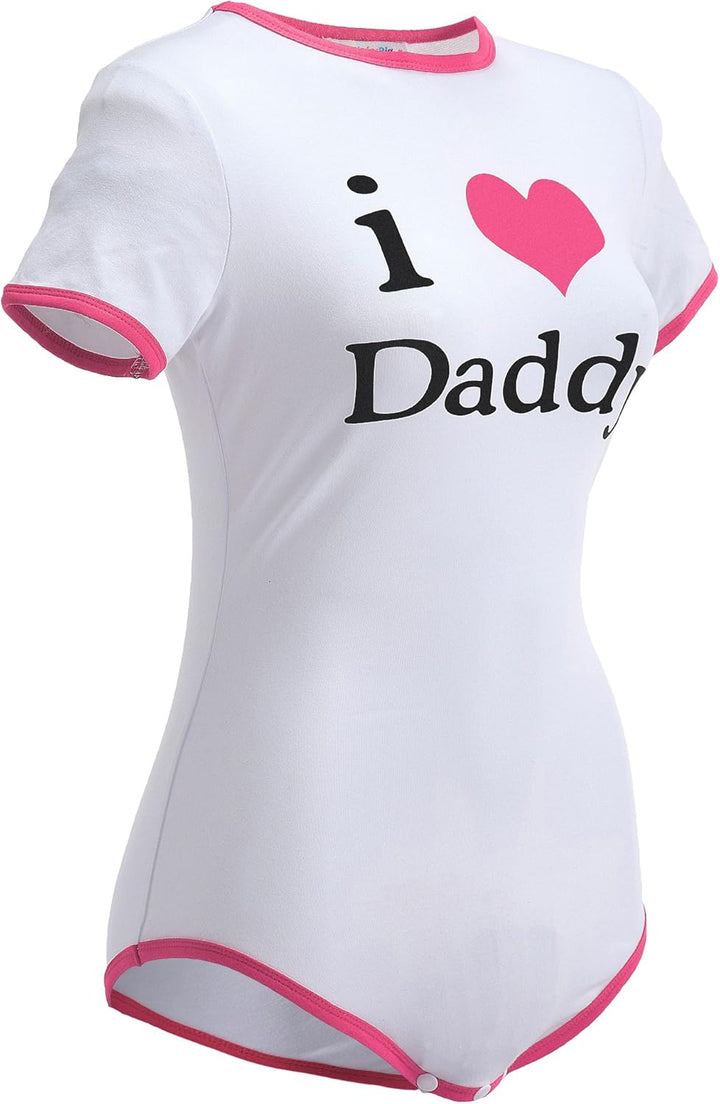 LittleForBig Baumwolle Strampler Onesie Pyjamas Bodysuit - I Love Daddy Muster Rosa M, Rosa M