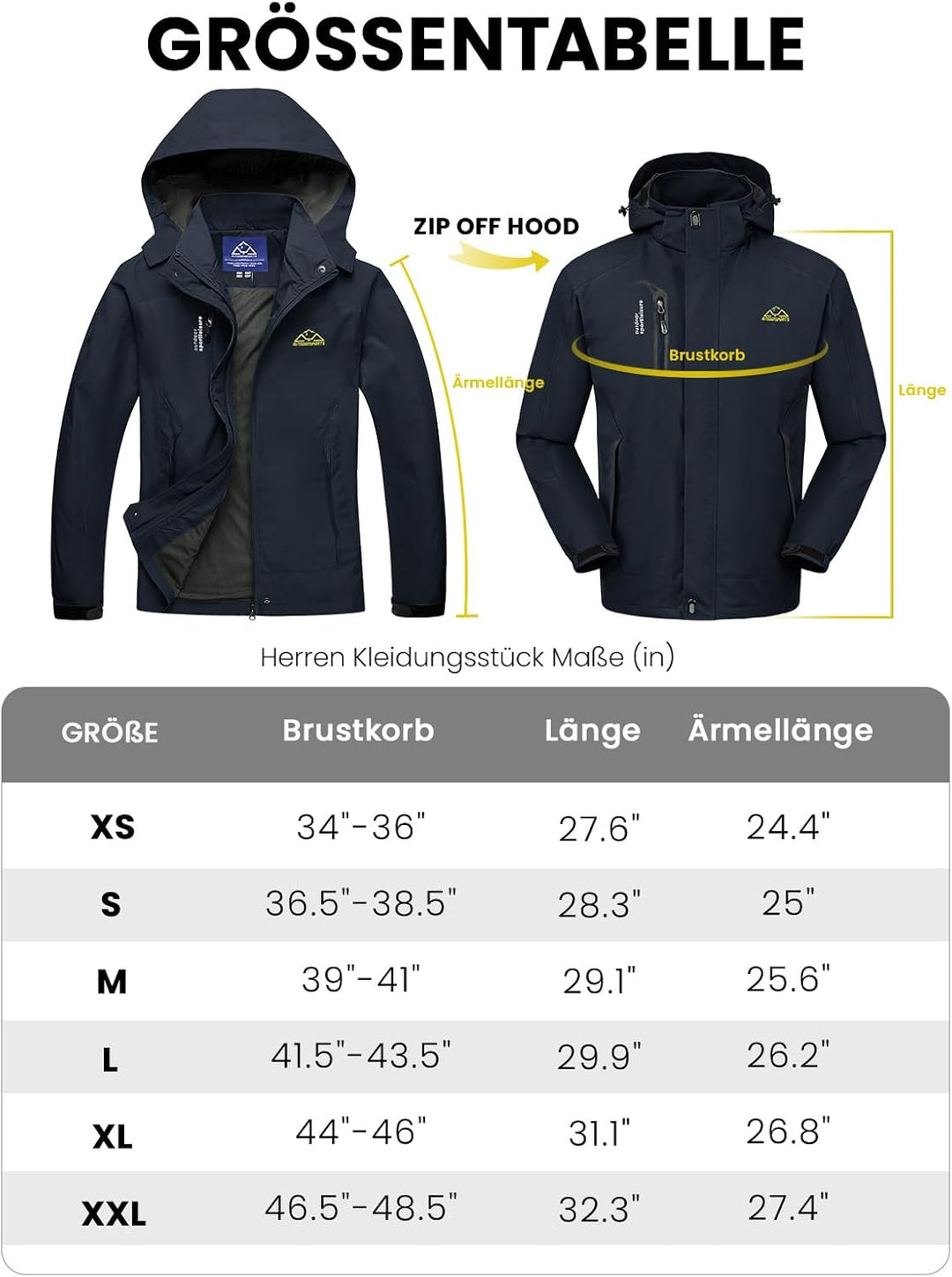 donhobo Herren Outdoor Wanderjacke Wasserabweisend Atmungsaktiv Winddichte Funktionsjacke Leicht Übe