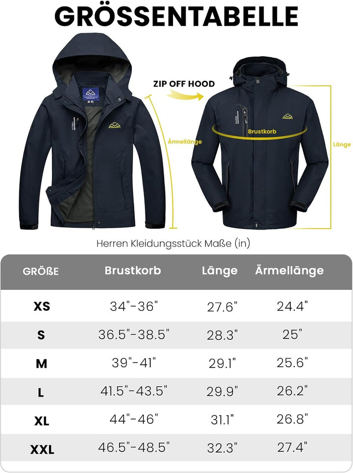 donhobo Herren Outdoor Wanderjacke Wasserabweisend Atmungsaktiv Winddichte Funktionsjacke Leicht Übe