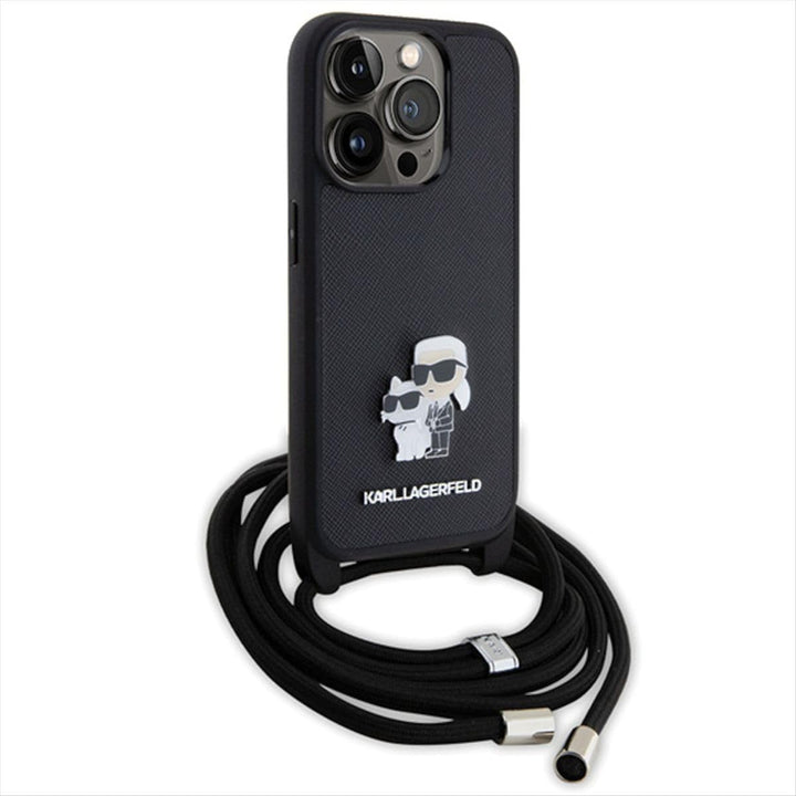 KARL LAGERFELD KLHCP15XSAKCPSK Hülle für iPhone 15 Pro Max 6.7" hardcase Schwarz Crossbody Saffiano
