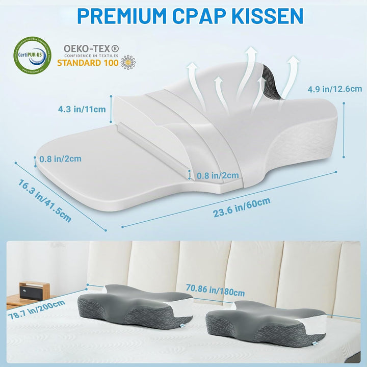 Elviros Memory Foam CPAP-Kissen, Ergonomisches Höhen- und Härteverstellbares Nackenkissen für CPAP-A