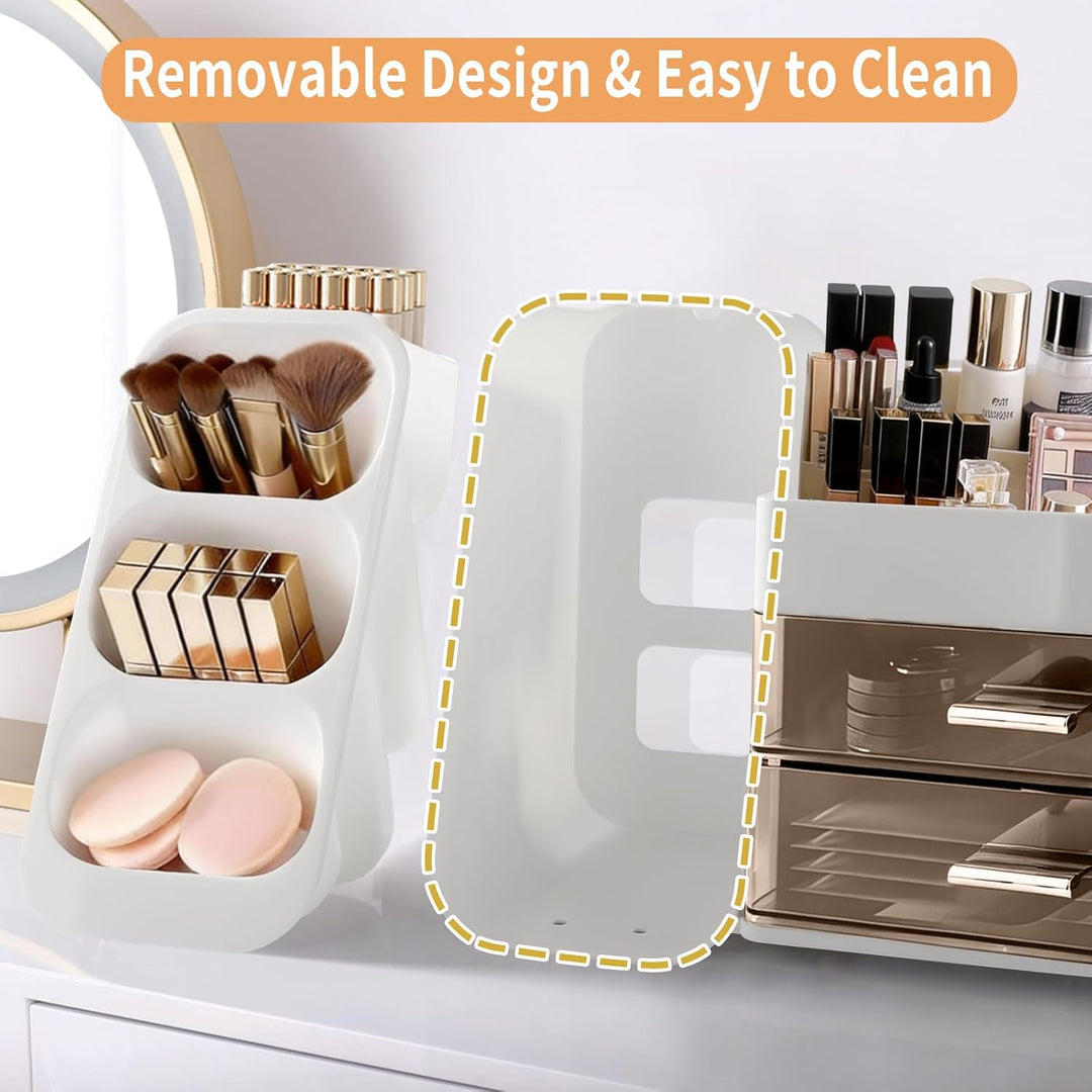 Afeeler Make Up Kosmetik Organizer mit Schubladen, Pinsel Organizer, Multifunktion Schminktisch Orga