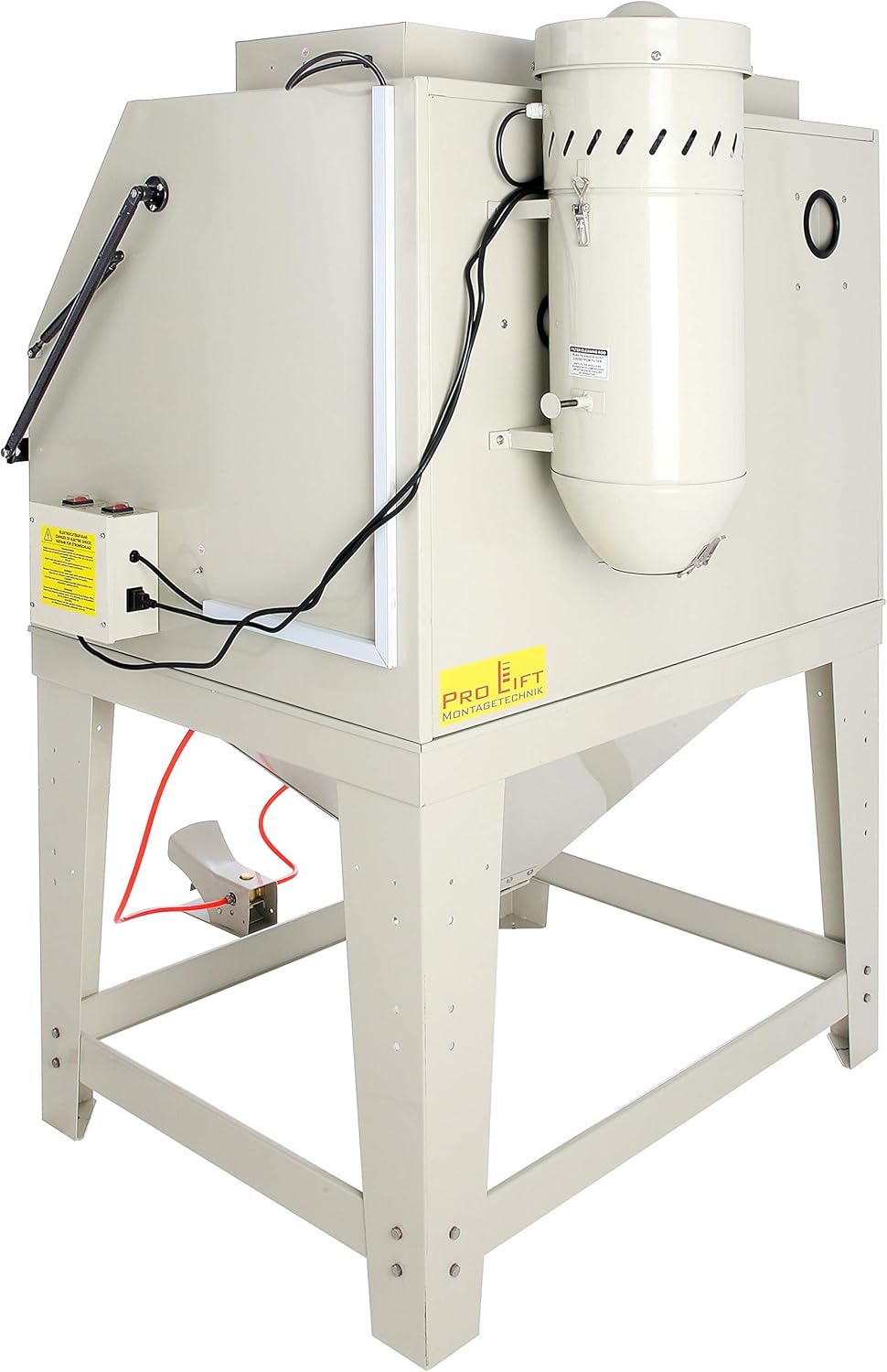 Sandstrahlkabine 990 Liter inkl. Zubehör, eingebaute Absaugung und Öffnungsklappe, SBC990AJ, 01650