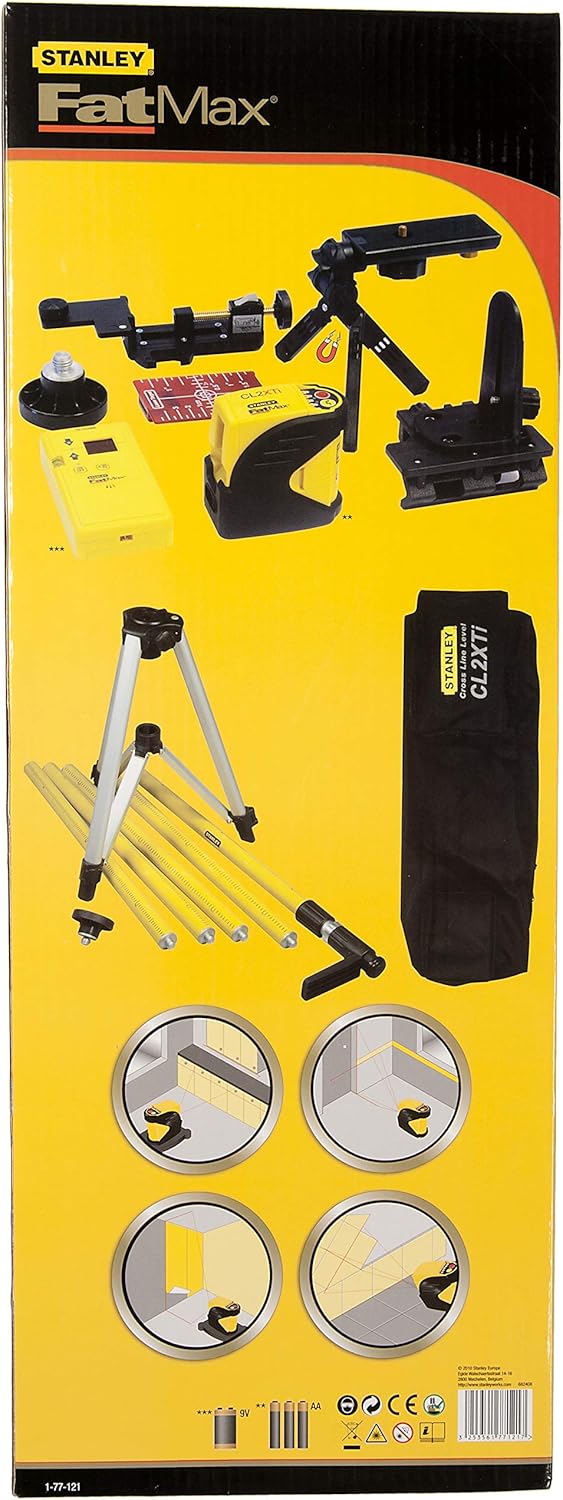 Stanley FatMax Kreuzlinienlaser-Set CL2XTI (Teleskopstab, Stativ, Magnethalterung, Zieltafel, Tasche
