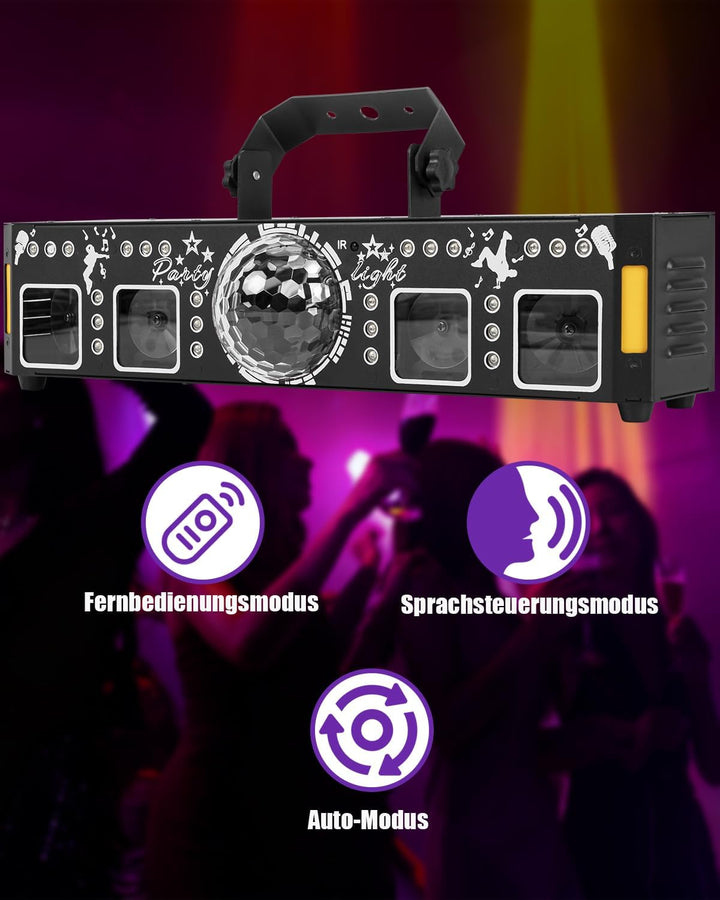 Discolicht Partylicht LED Fünf-in-Eins-Lichteffekt,Musik-Disco-Party-Bühnenlichter mit Blinkeffekt u