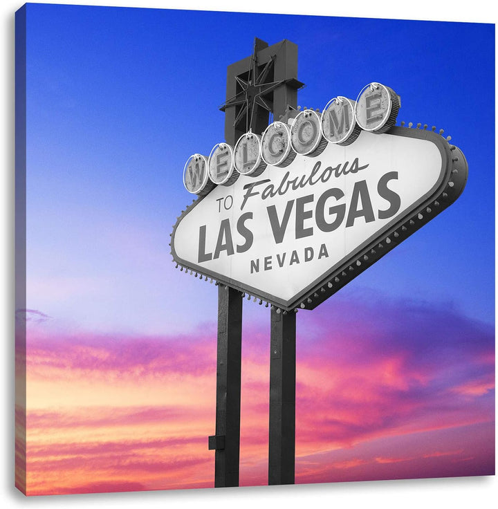Pixxprint tolles Las Vegas Schild als Leinwandbild/Grösse: 70x70 cm/Wandbild/Kunstdruck/fertig bespa