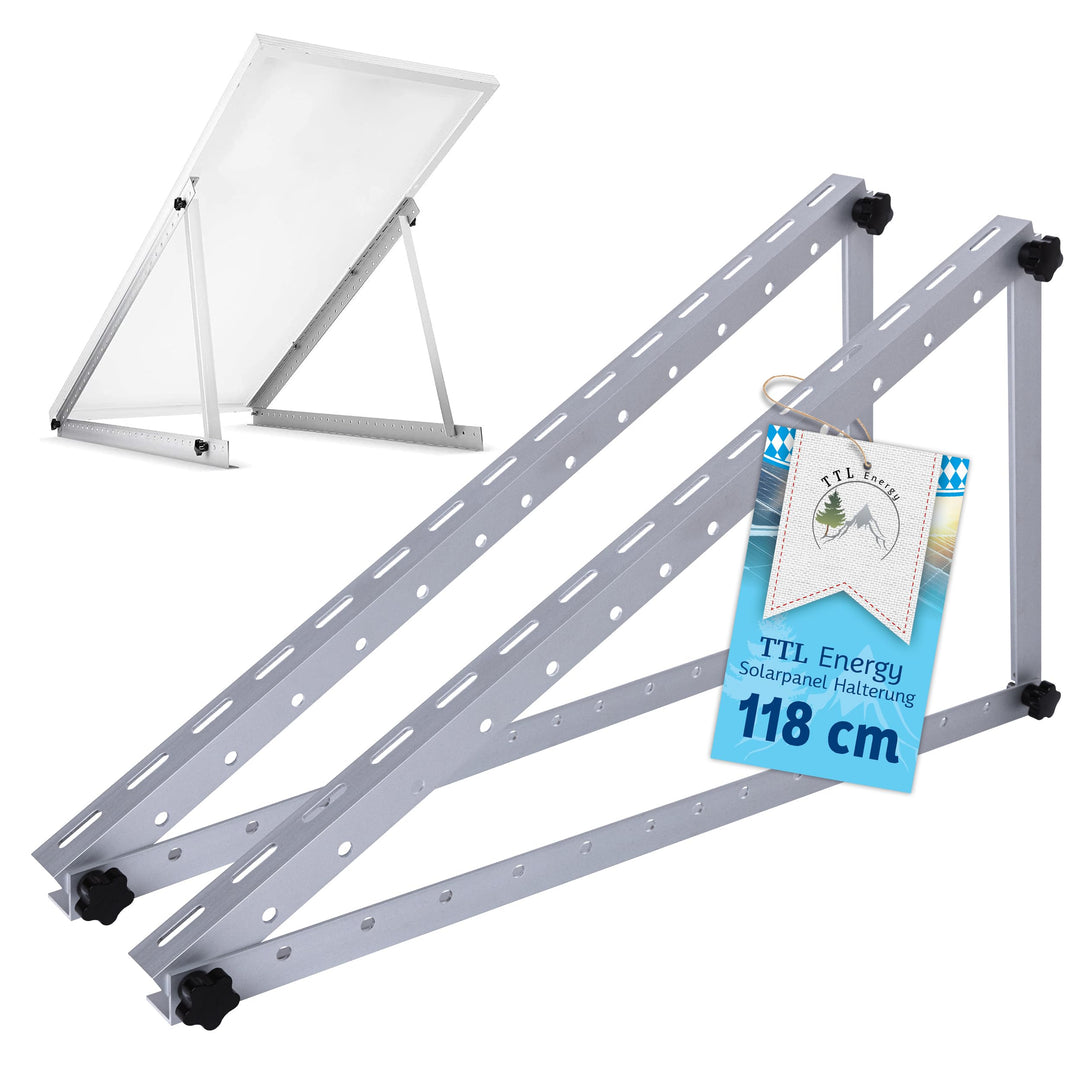 Solarmodul Halterung Alu 118 cm 46“ 2er Set 1 Paar - bis 600W - 0-90° Winkel einstellbar Montage &amp; B