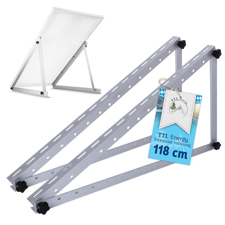 Solarmodul Halterung Alu 118 cm 46“ 2er Set 1 Paar - bis 600W - 0-90° Winkel einstellbar Montage &amp; B
