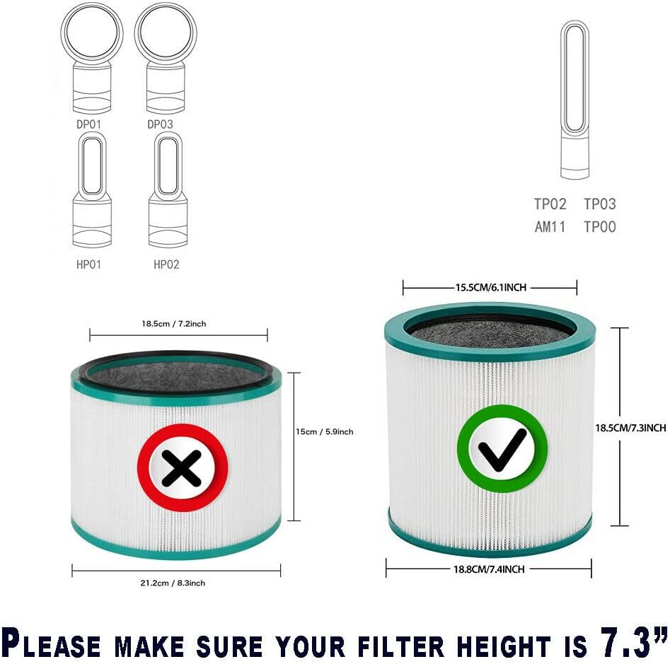 HEPA Ersatzfilter für Dyson Luftreiniger, Wechselfilter Kompatibel mit Dyson Pure Cool Link AM11 TP0