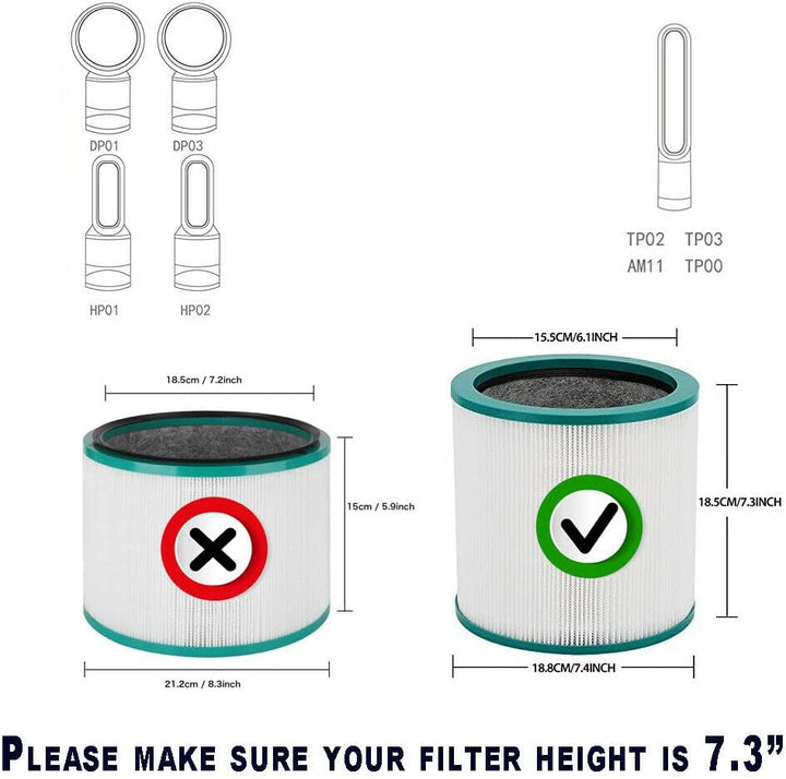 HEPA Ersatzfilter für Dyson Luftreiniger, Wechselfilter Kompatibel mit Dyson Pure Cool Link AM11 TP0