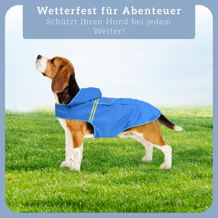 Bella & Balu Hunderegenmantel - Wasserdichter Hundemantel mit Kapuze und Reflektoren für trockene, s