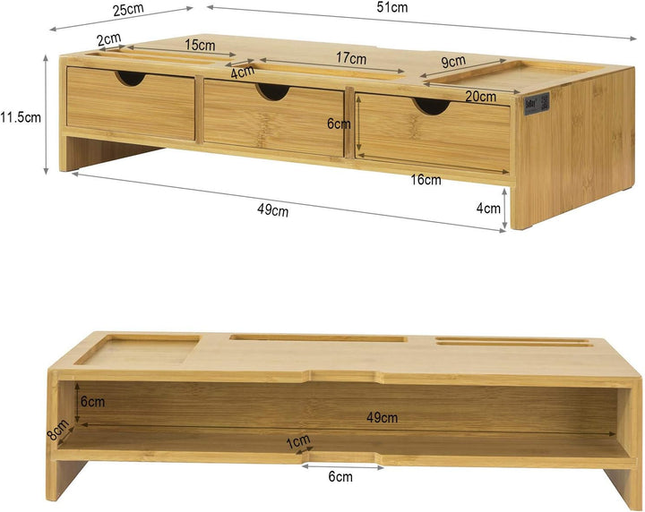 SoBuy BBF03-N Monitorerhöhung Monitorständer Bildschirmständer Schreibtischaufsatz mit Fächern und 3