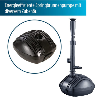 AquaForte FP-3000 mit FT04, Springbrunnenpumpen-Set inklusive Zubehör, Wasserglocke und mehrstufigem