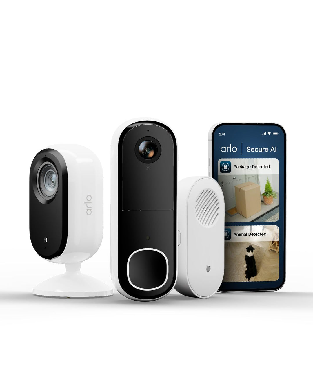 Arlo Indoor 3 2K Überwachungskamera Innen Kabelgebunden mit HD Video Türklingel & Türgong Kabellos,