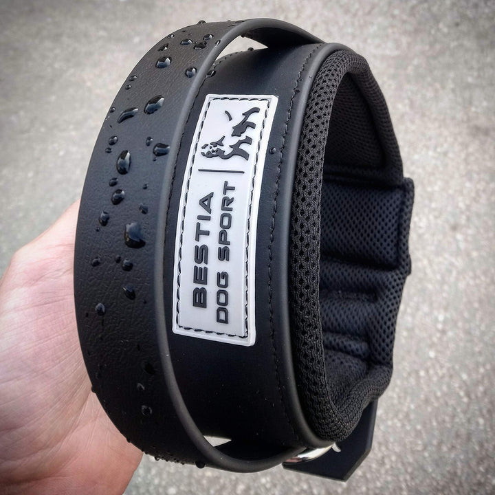 Bestia Dog Sport Halsband MIT Griff M - von 42,5 cm bis 52,5 cm Alles Schwarz, M - von 42,5 cm bis 5
