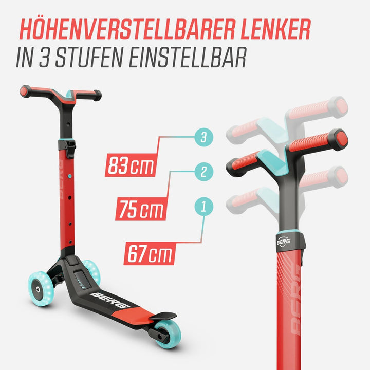 Kinderroller BERG Nexo, Kinderscooter ab 2 Jahre, Dreiradscooter, Höhenverstellbar, Faltbar Lenker,