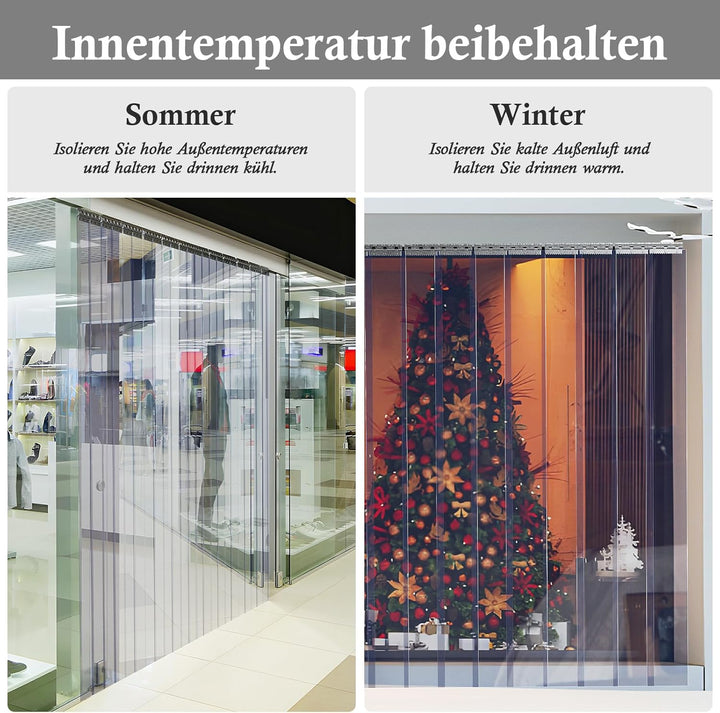 bimiti PVC Lamellenvorhang Streifenvorhang 90x200cm Transparent Streifenvorhang, Lamellen Stallvorha