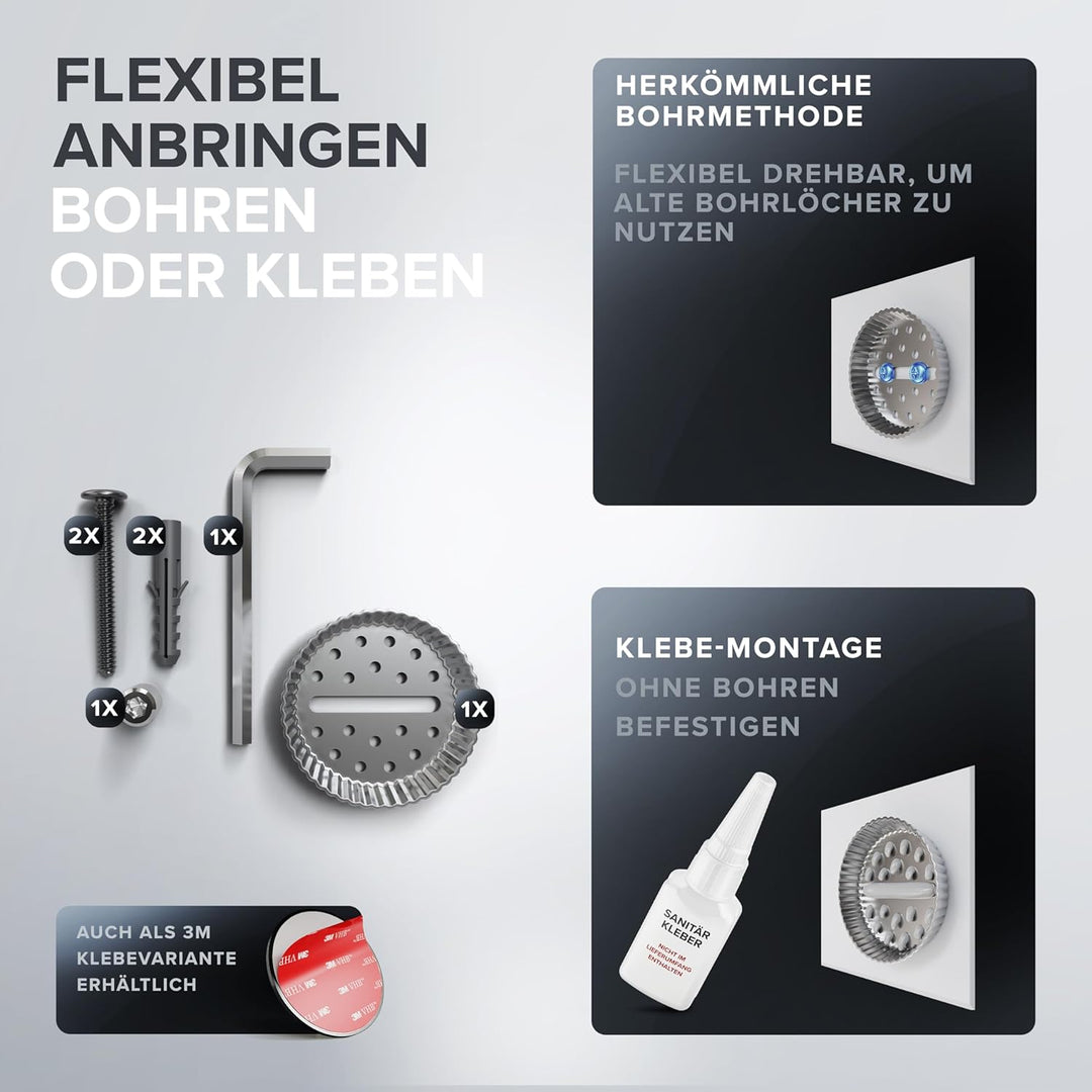 Ersatzrollenhalter Sentraltind Gunmetal zum Bohren | aus Edelstahl und Glas | Toilettenpapier Rollen