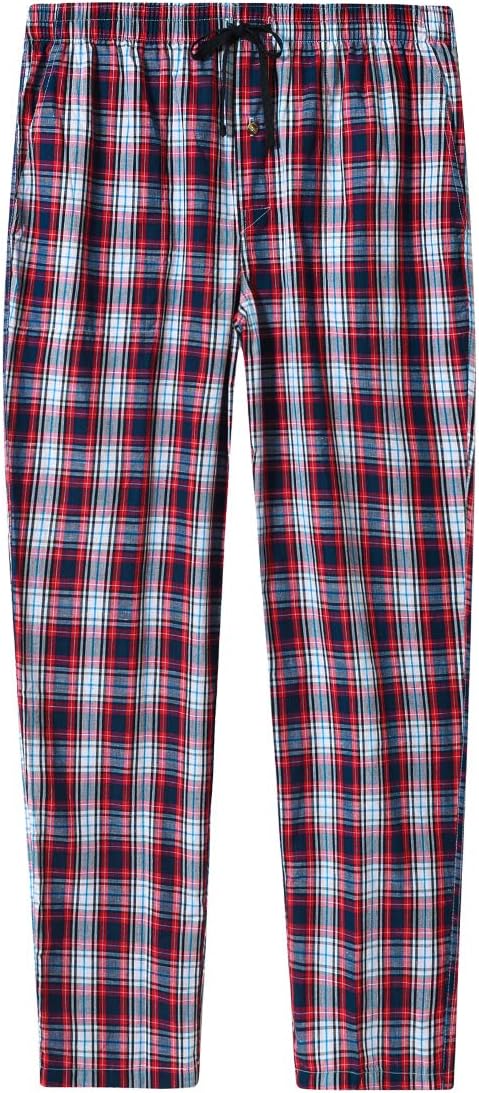 MoFiz Herren Schlafanzughose Baumwolle und Polyester Pyjamahose Lange Karierte Freizeithose Loungeho
