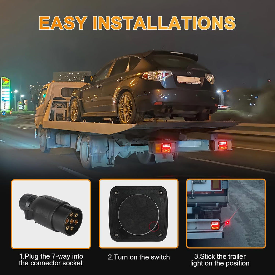 AOHEWEI Kabellose Anhänger Rückleuchten LED Magnetische LKW Rückleuchten Kabel Gratis 12V ECE Zulass