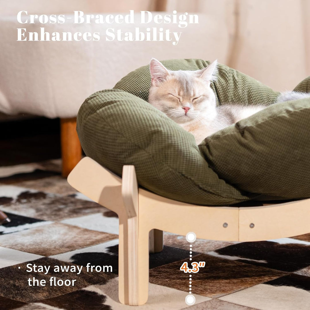 CheerPals Erhöhtes Katzenbett Blumenform, 55cm L&W Grosses Katzensofa, Stilvoll Katzenstuhl mit Hoch