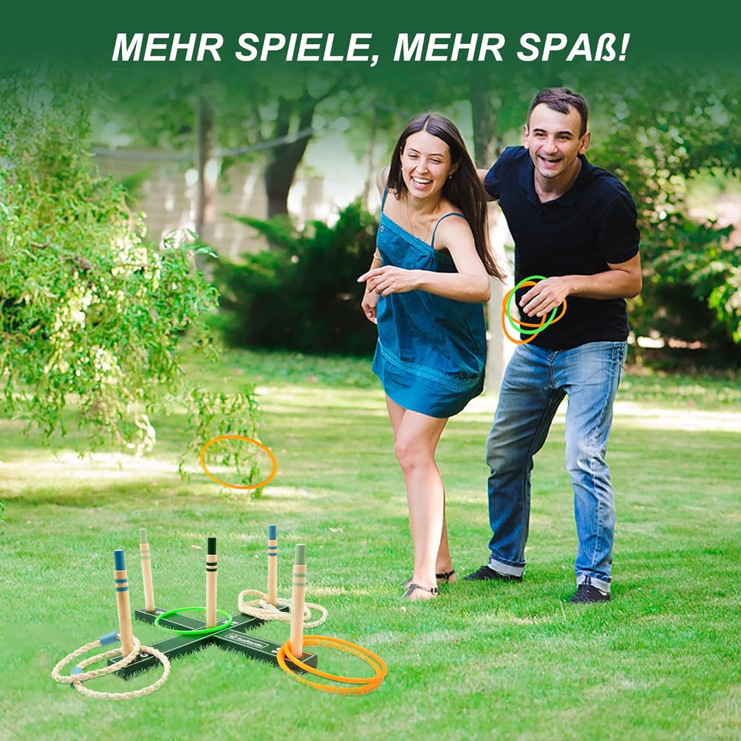 Ringwurfspiel-Set aus Holz, Strandspiel für Kinder, Erwachsene und die ganze Familie, inklusive Wurf