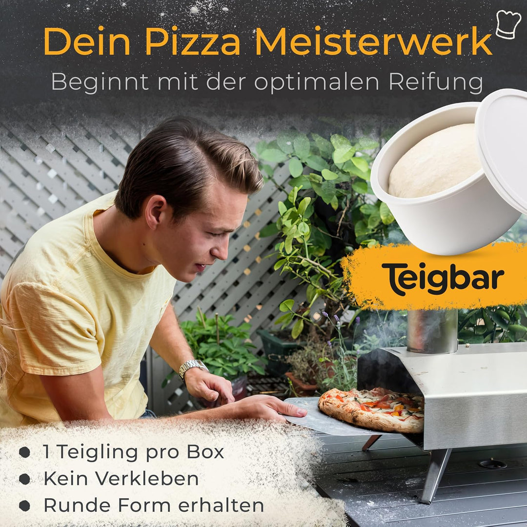 Teigbar« Pizzaballenbox mit Deckel, 4er Set - platzsparende Teigbox aus löse-leichtem Silikon - bis