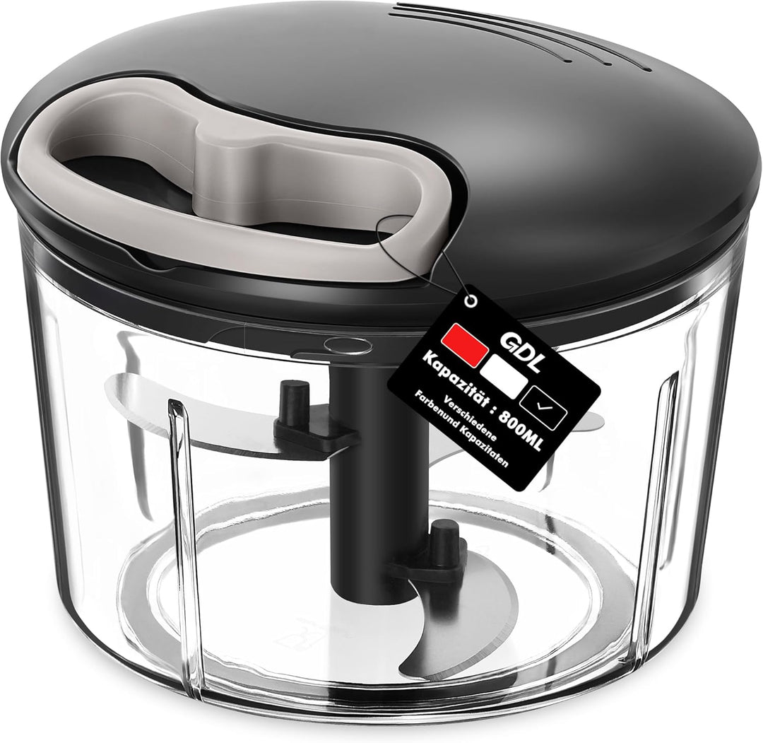 GDL Zwiebelschneider, 800ML Zwiebel Zerkleinerer mit Edelstahlklingen, Multizerkleinerer Gemüseschne