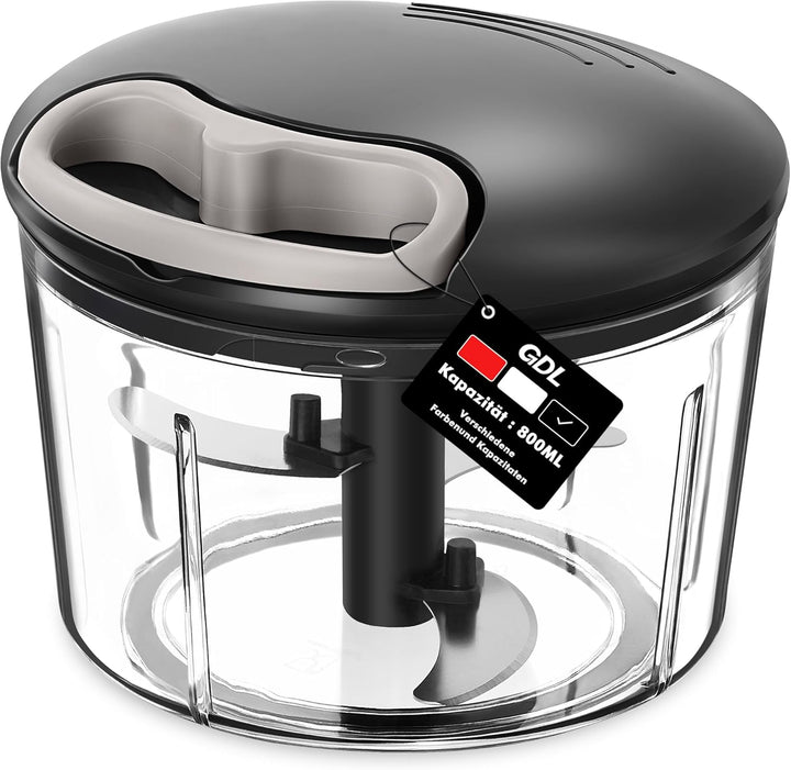 GDL Zwiebelschneider, 800ML Zwiebel Zerkleinerer mit Edelstahlklingen, Multizerkleinerer Gemüseschne