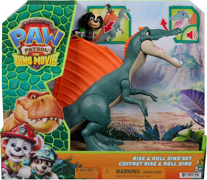 PAW PATROL: Der Dino Film Rise &amp; Roll Dino-Set mit Rex, ab 3 Jahren | 18 cm Spinosaurus | Dino-Wirbe