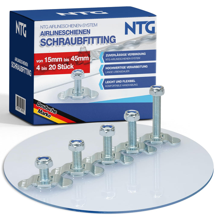 Schraubfitting für Airlineschiene (1-20 Stück) Fitting Single Endbeschlag - Set 10 Stück - 15 mm 10