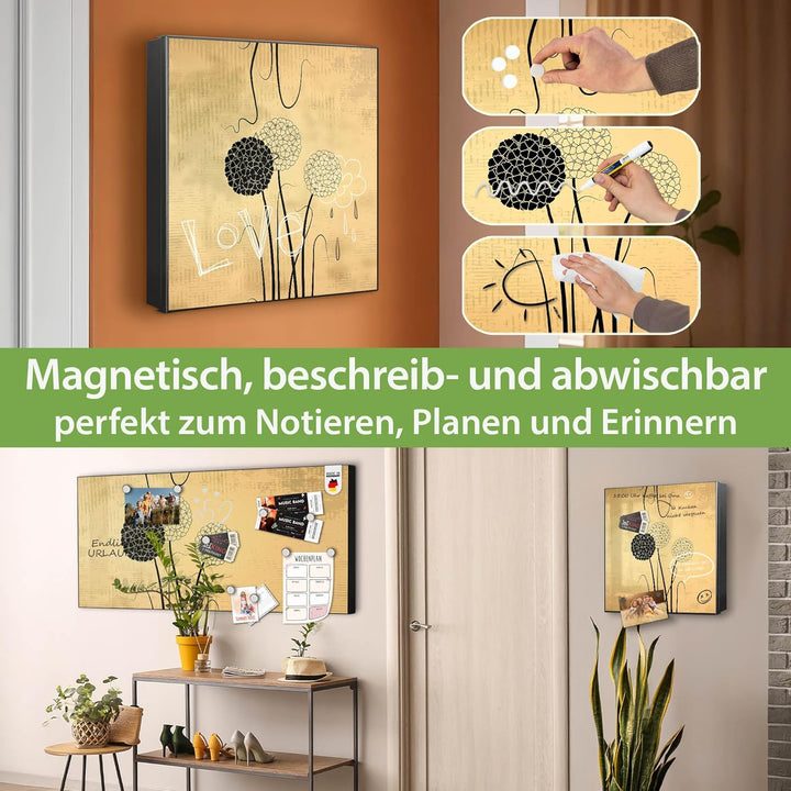 banjado Grosser Schlüsselkasten Metall - Schlüsselbox 30x30cm mit 32 Haken - Schlüsselkasten modern