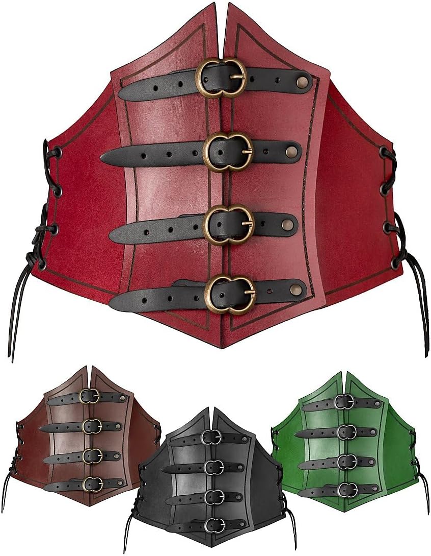 Andracor – Steampunk Corsage Renaissance – Unterbrust Ledermieder mit Zierschnallen und Korsett Opti