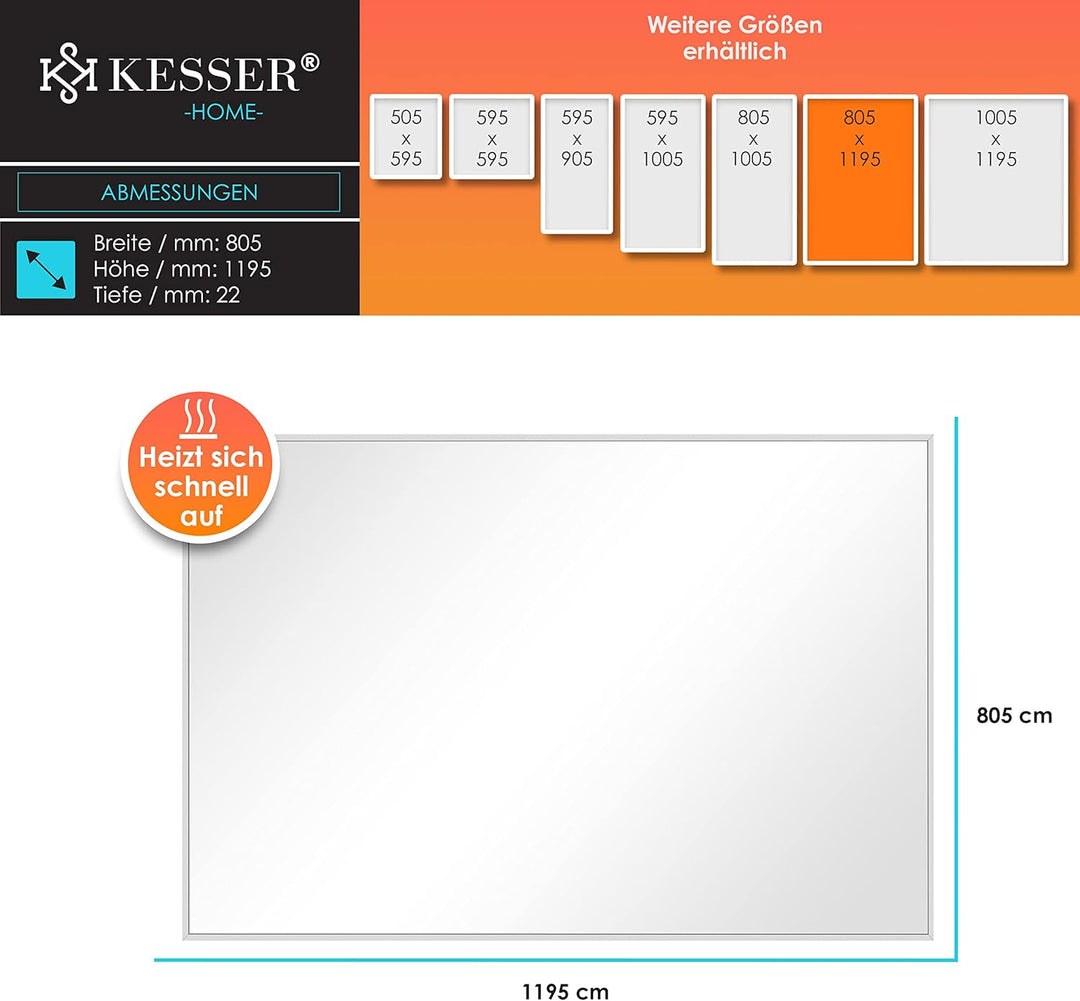 KESSER® Infrarotheizung Mit Thermostat Infrarotheizkörper Elektroheizung Infrarot Heizung Wandheizun