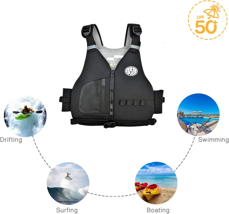 Schwimmlernweste Erwachsene, Schwimmhilfe, Festtoffweste ideal für den Wassersport, Kajak, Bootfahre